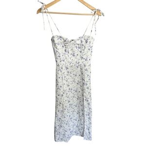 Reformation White Joyce Floral Print Linen Midi Dress 🐇🤍